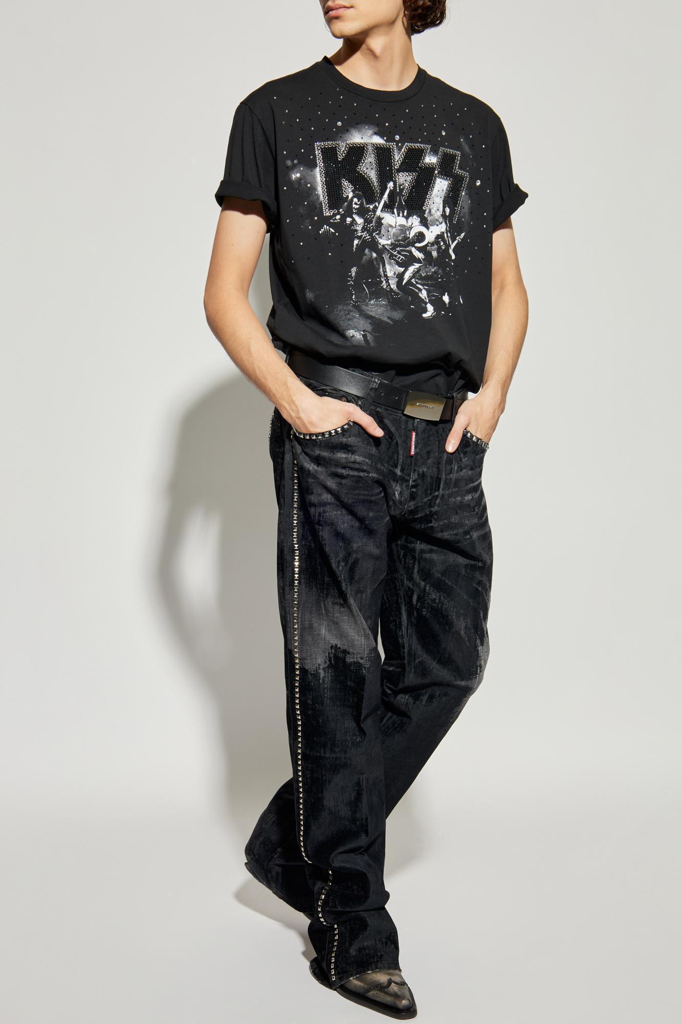 Dsquared2 Graphic Print Crew Neck Short Sleeve T-shirt In Black