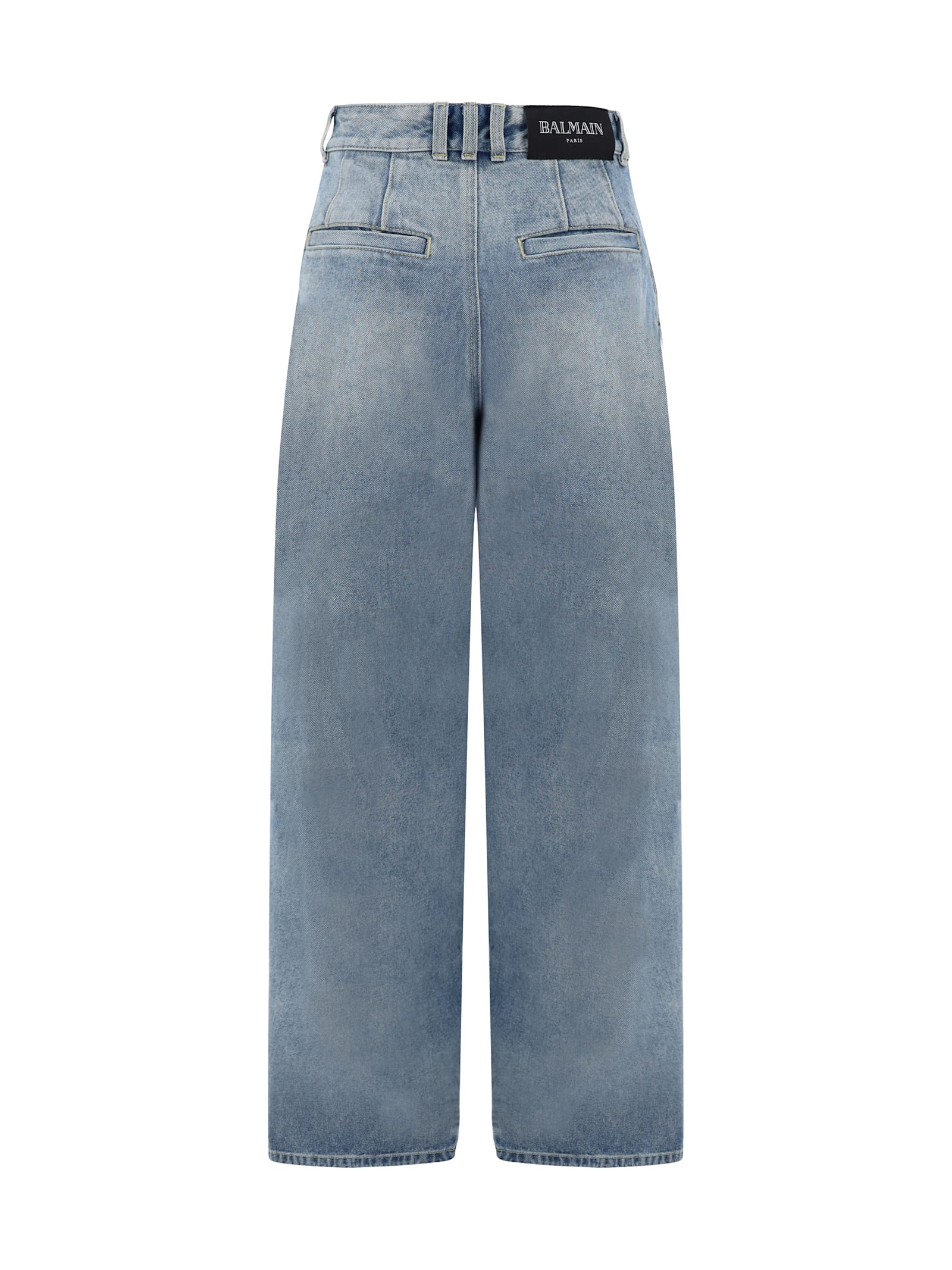 Shop Balmain Jeans In Bleu Jean Clair