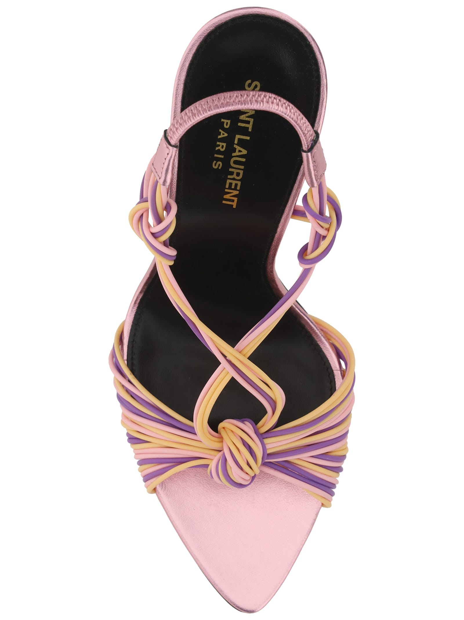 Saint Laurent Pool Sandals In Tpu And Metallized Leather In Malva/peach/gerbera