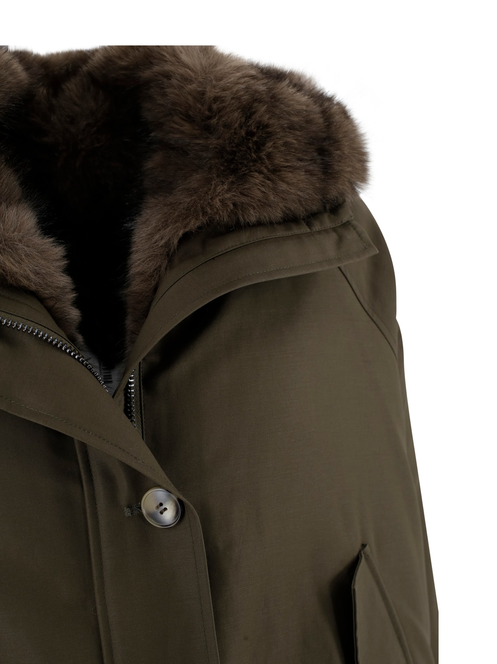 Valentini 1972 Parka With Hood And Faux Fur Lining. In Green