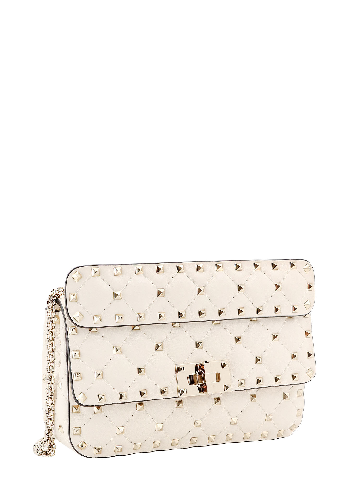 Shop Valentino Rockstud Spike Shoulder Strap In Light Ivory