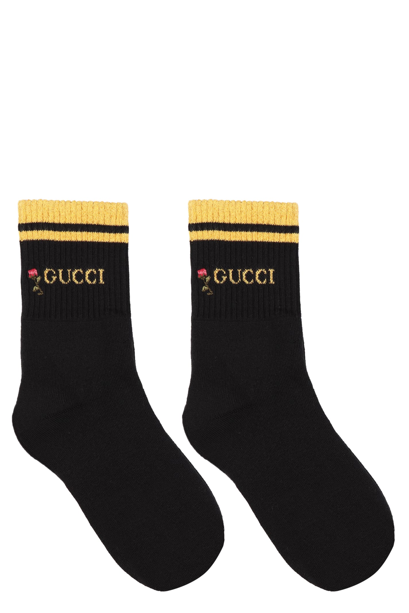 Gucci Logo Cotton Blend Socks In Black