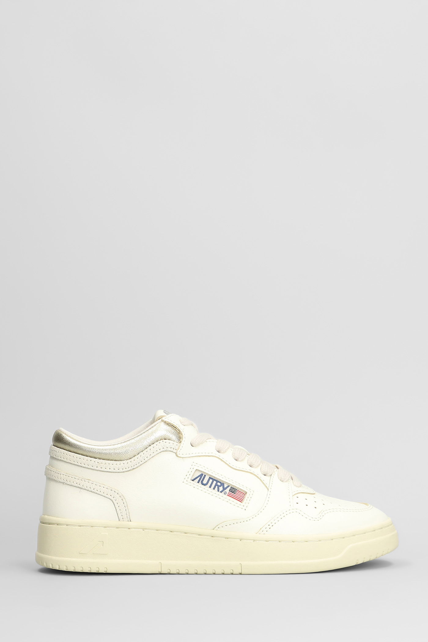 Autry Med-way Mid Silver Marsh Sneakers In White