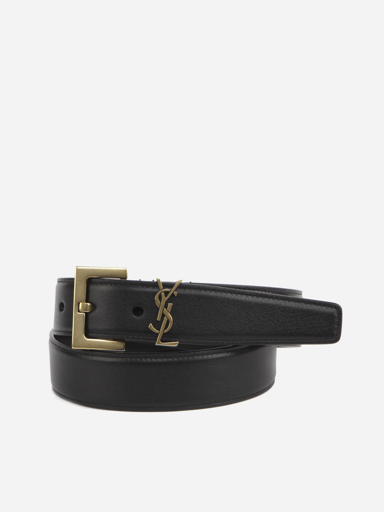 Saint Laurent Monogram Belt In Smooth Leather