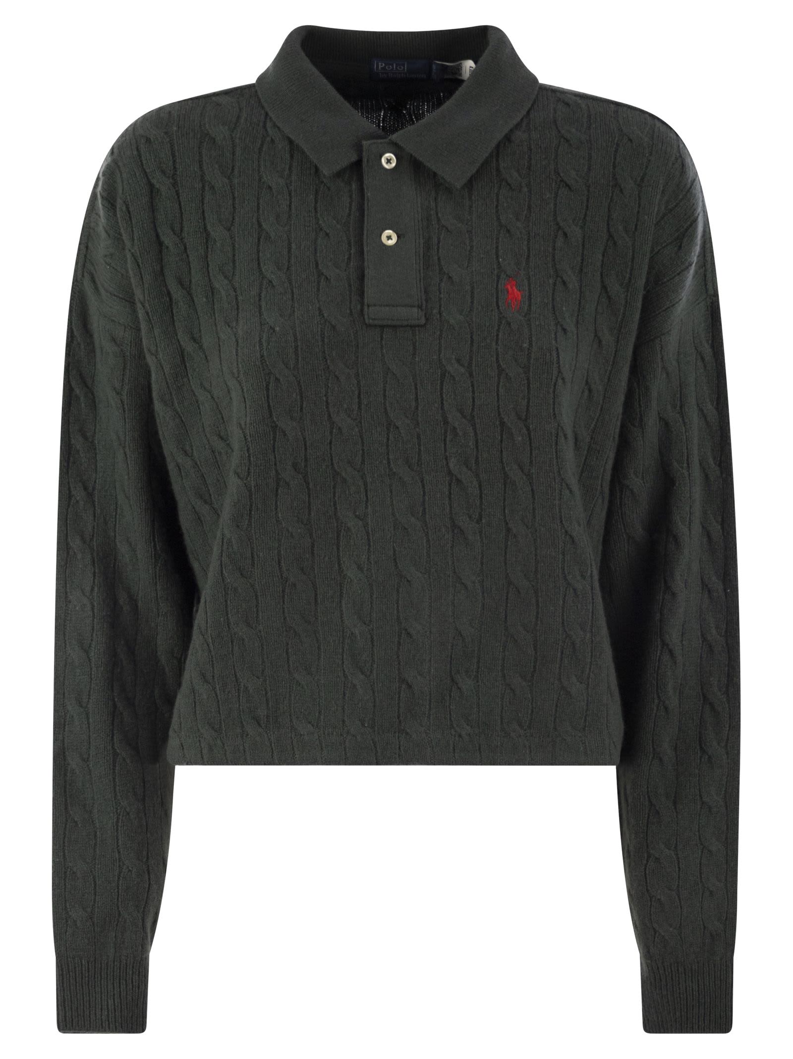 Shop Polo Ralph Lauren Knitted Polo Shirt In Dark Green