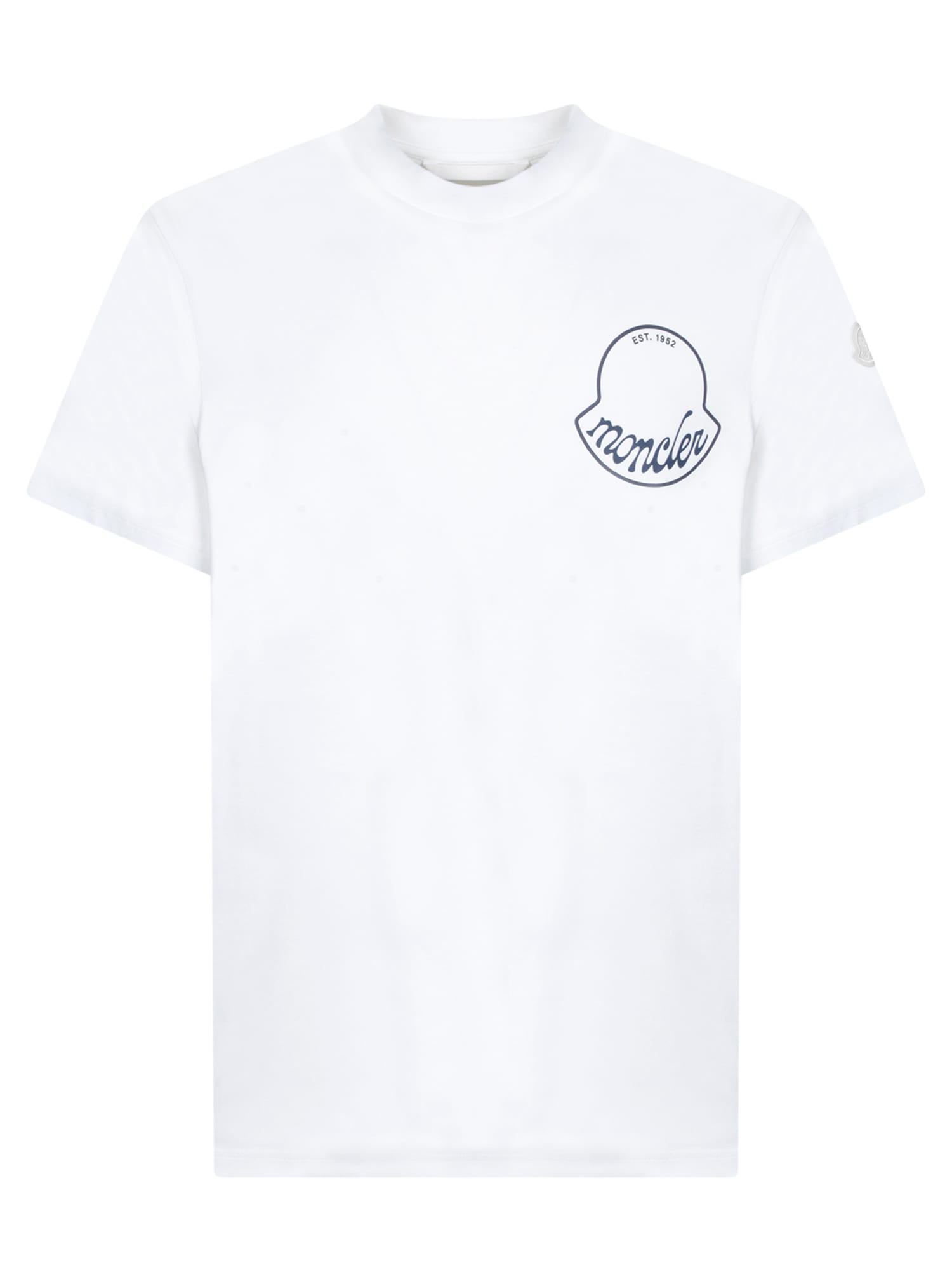 Moncler Men Logo Cotton T-shirt White In White