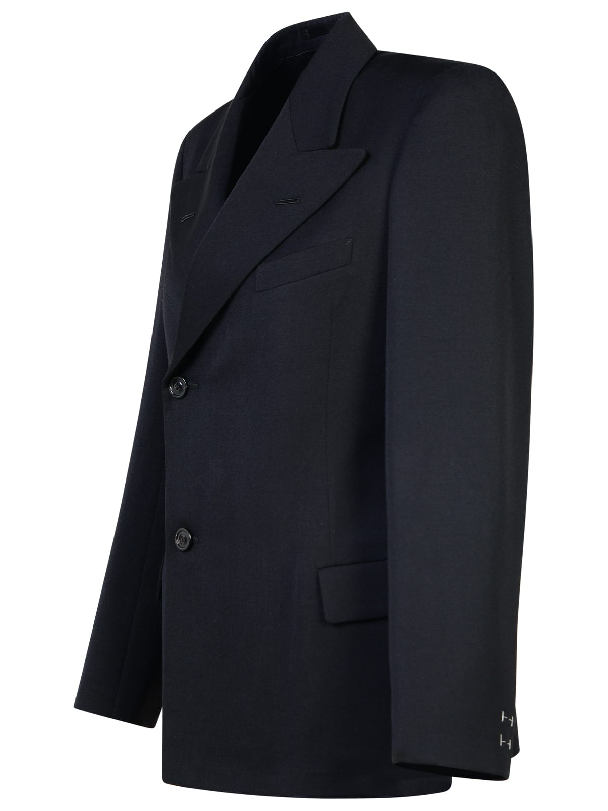 Shop Maison Margiela Black Wool Blazer