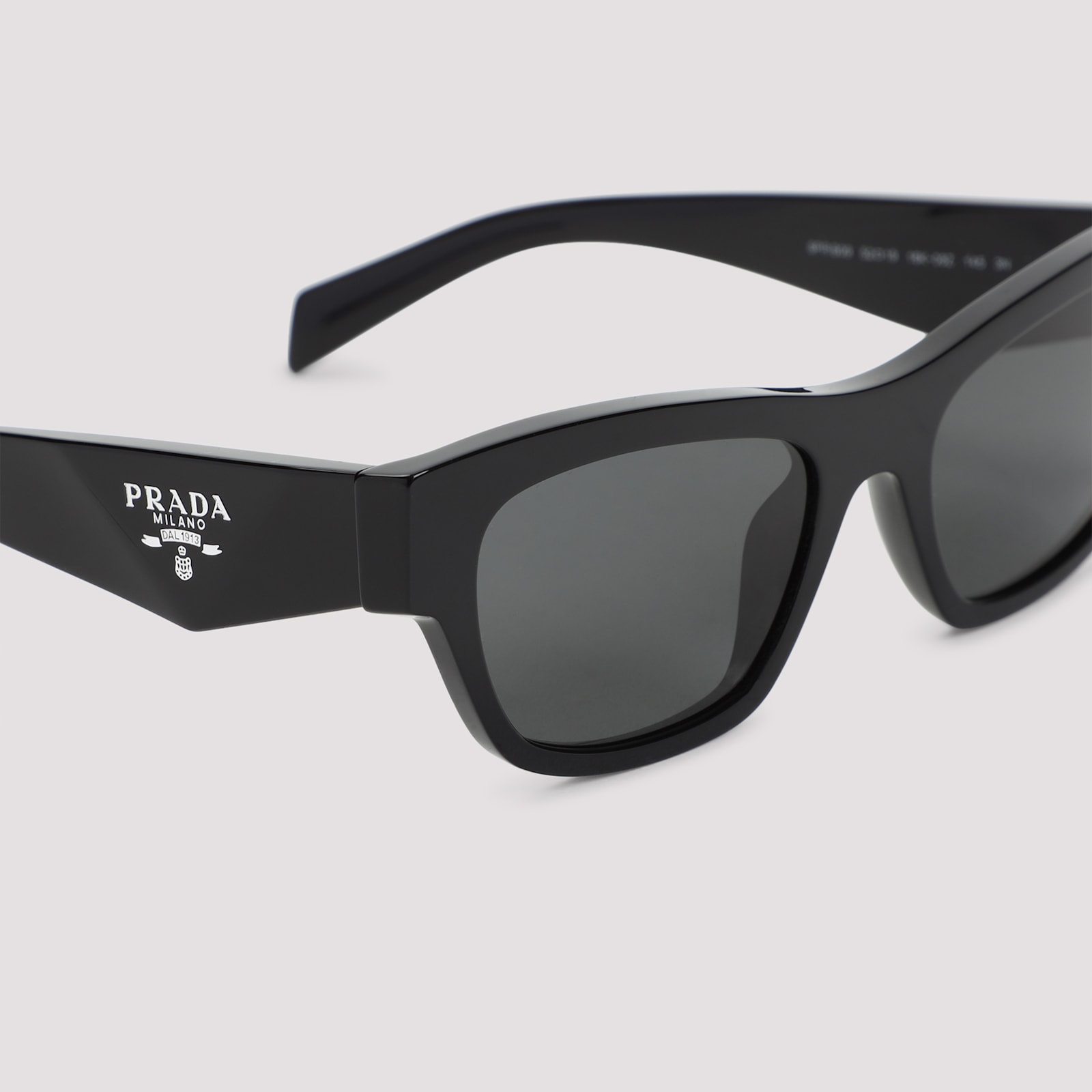 Prada Angular Black Acetate Sunglasses With Dark Lenses In Z Black