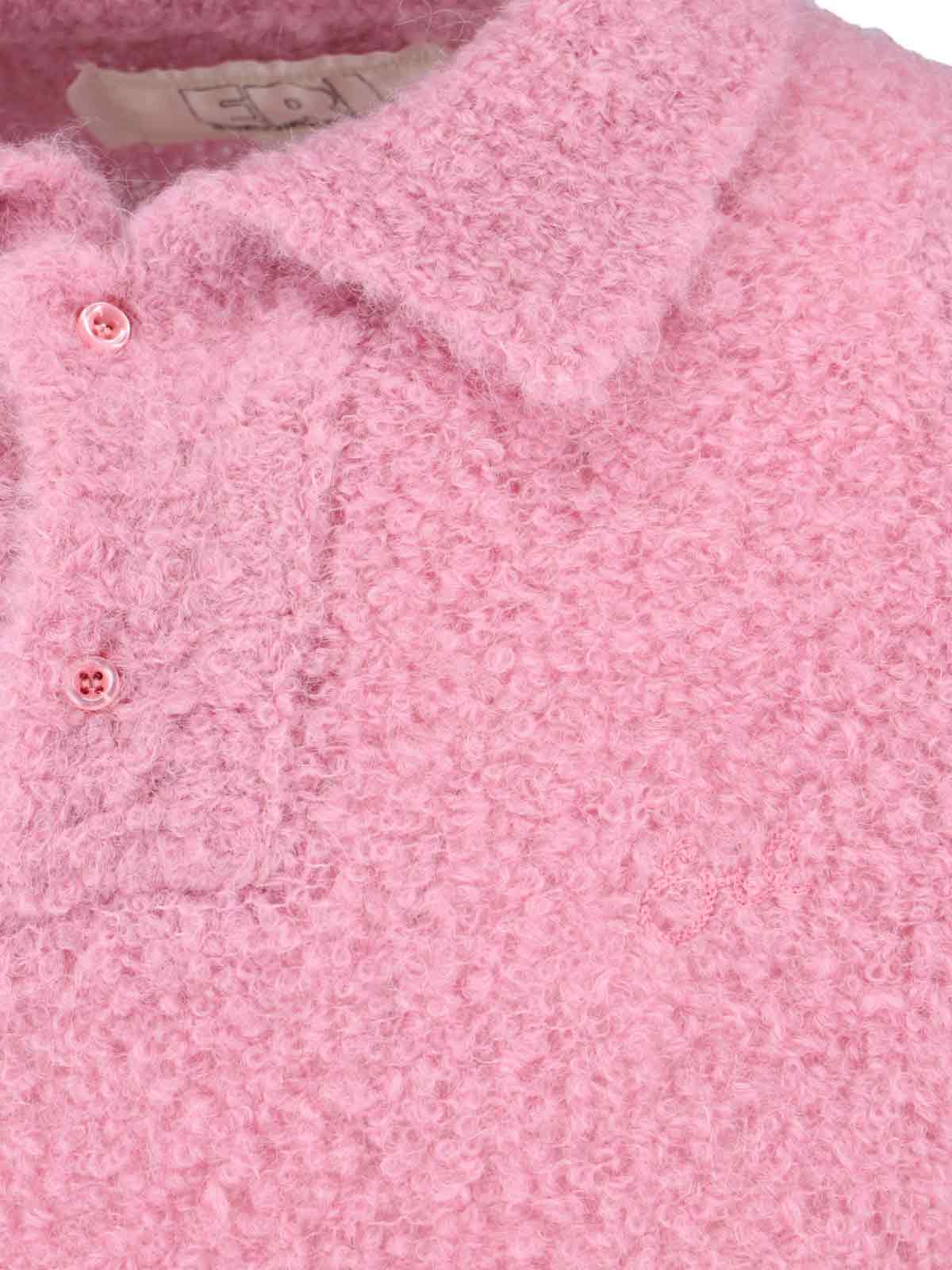 Erl Gender Inclusive Alpaca Blend Polo Sweater In Pink