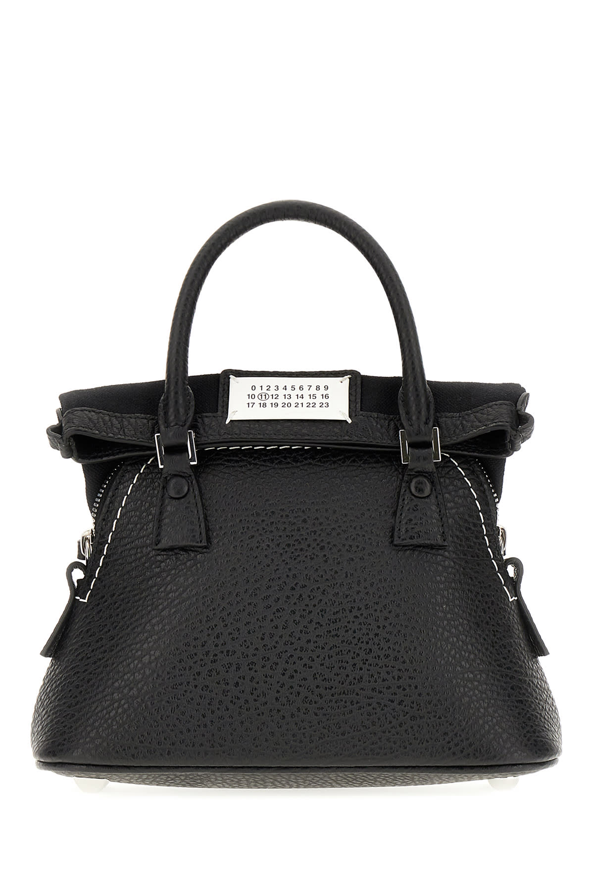 Shop Maison Margiela Black Leather Micro 5ac Classique Handbag In T8013