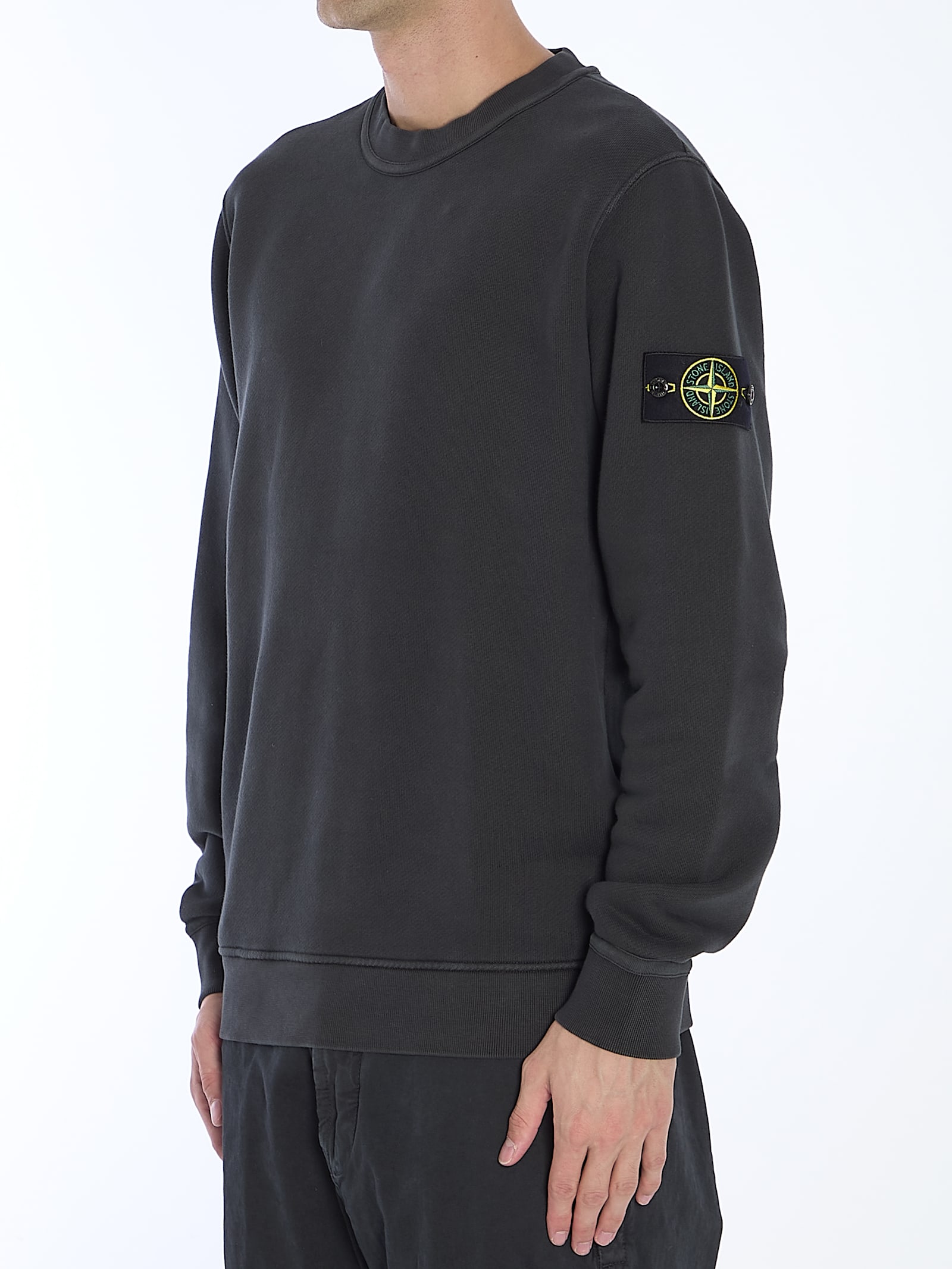 Shop Stone Island Cotton Sweatshirt In Grey