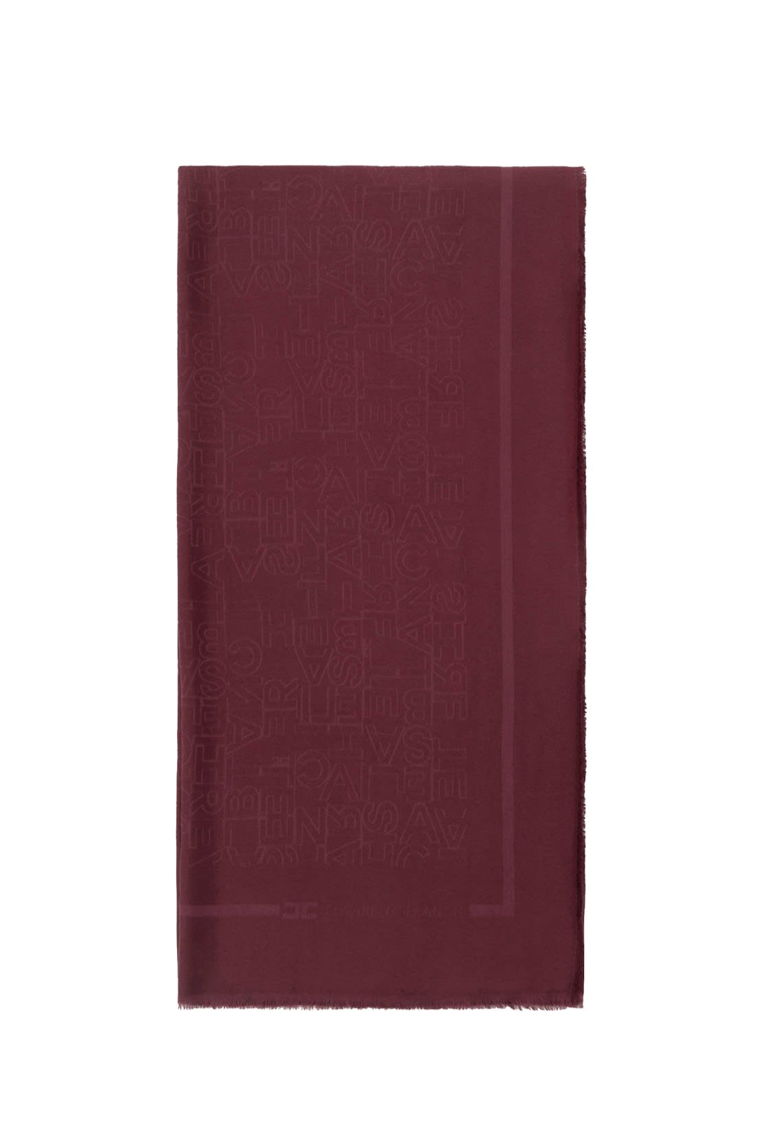 ELISABETTA FRANCHI SQUARE SCARF IN ROUGE NOIR JACQUARD VISCOSE 