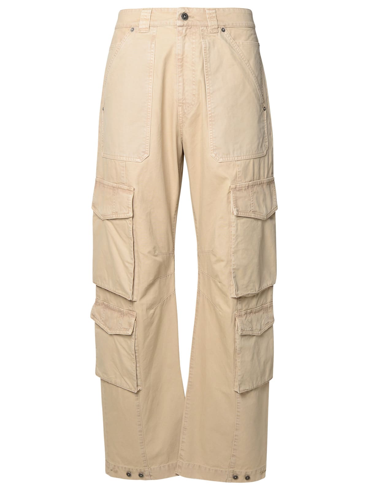 Beige Cotton Cargo Trousers