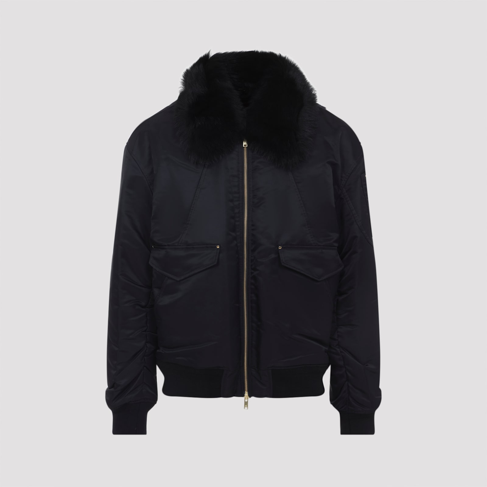 Moose Knuckles Ludo Gold Bomber Jacket In Black