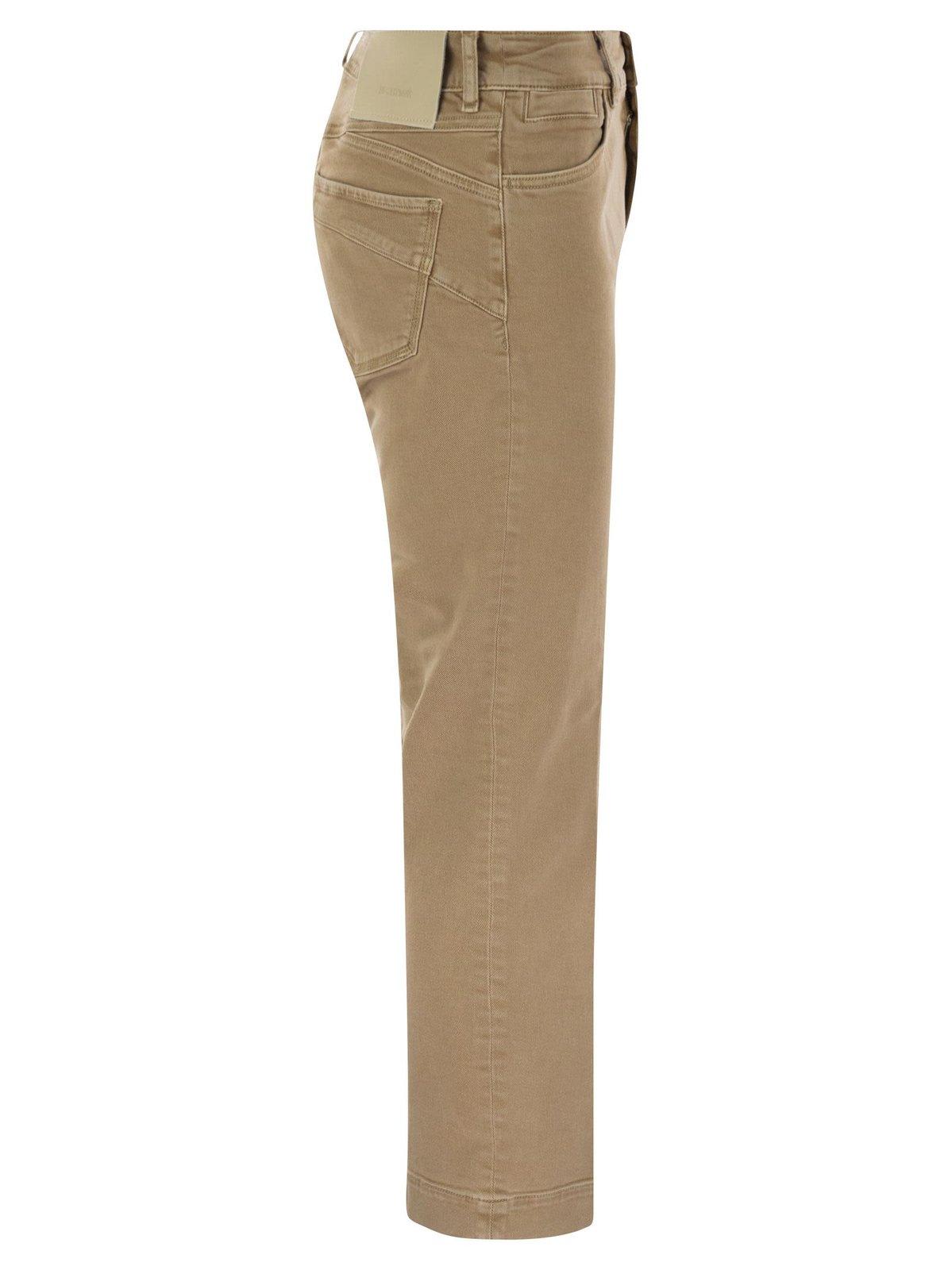 Shop Sportmax Logo Patch Straight Leg Jeans In Camel