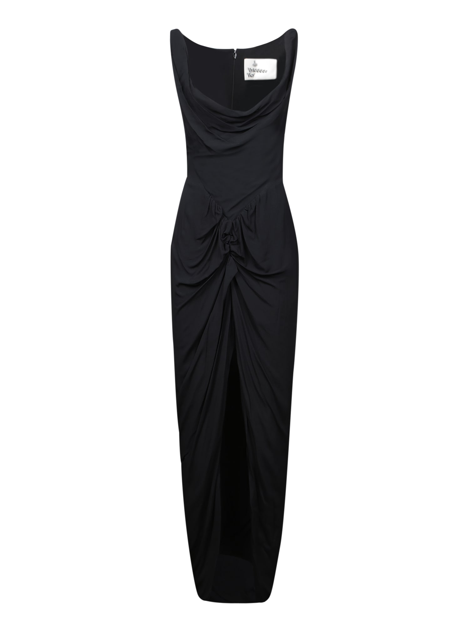 Panther Viscose Long Dress In Black