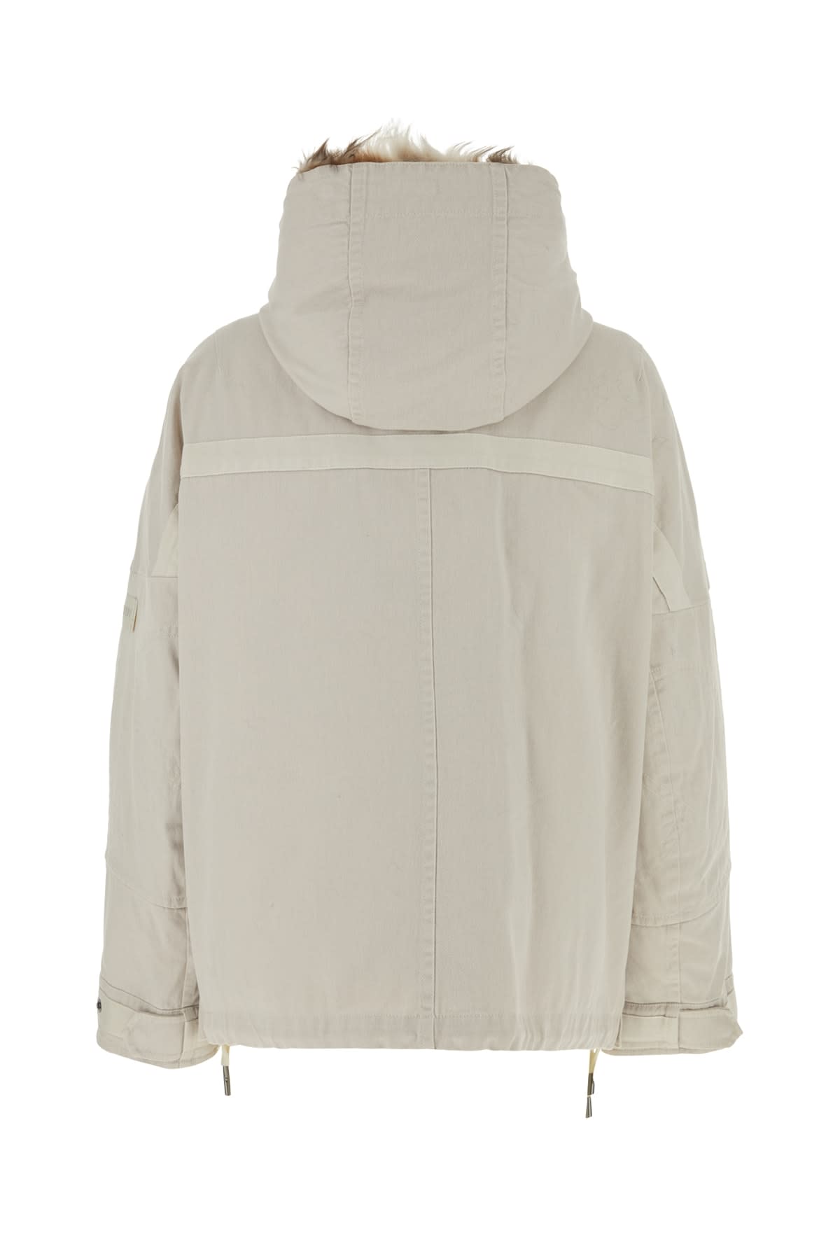Yves Salomon Coat With Fur Trim And Hood In Foam