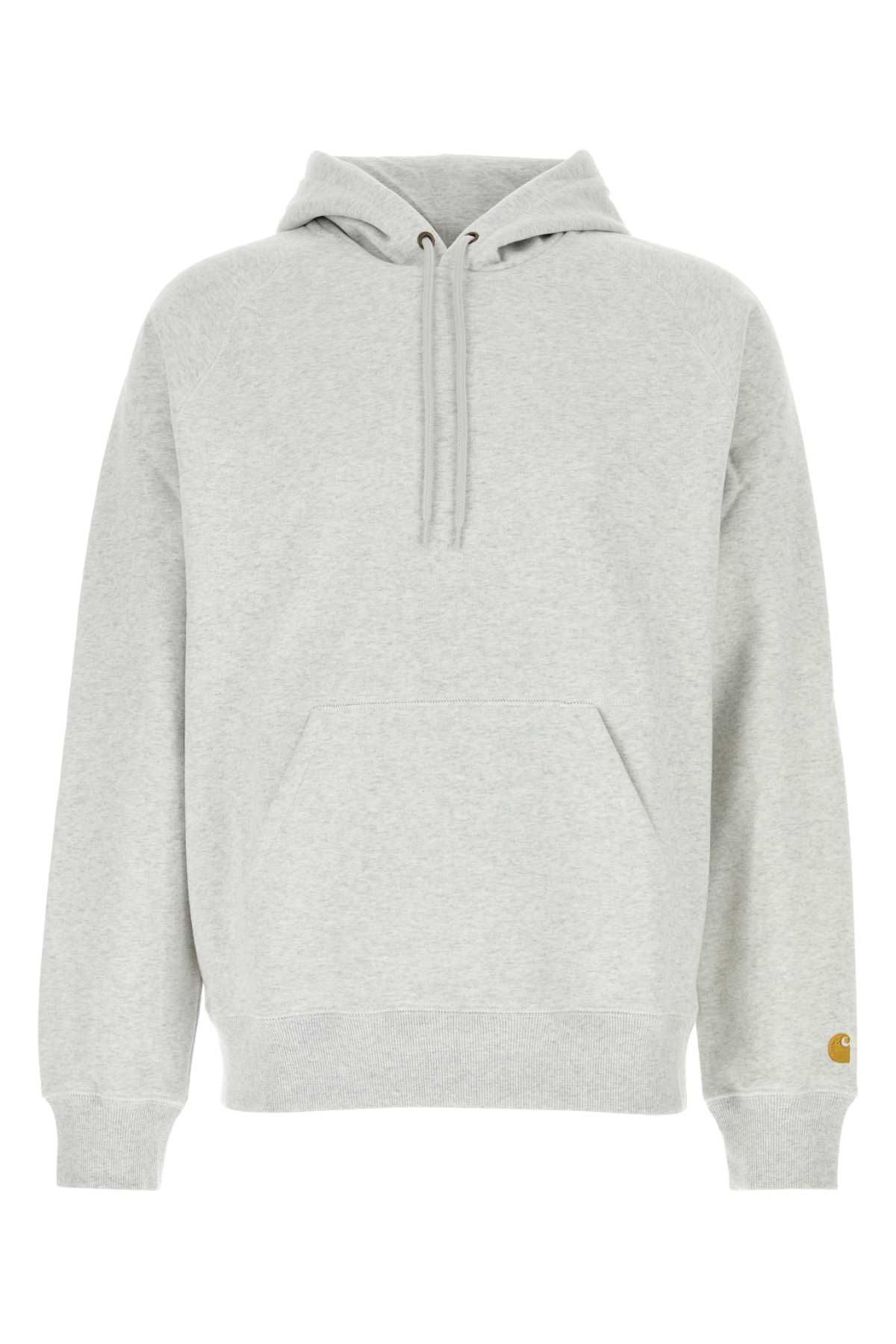 Melange Light Grey Cotton Blend Hooded Chase Sweat