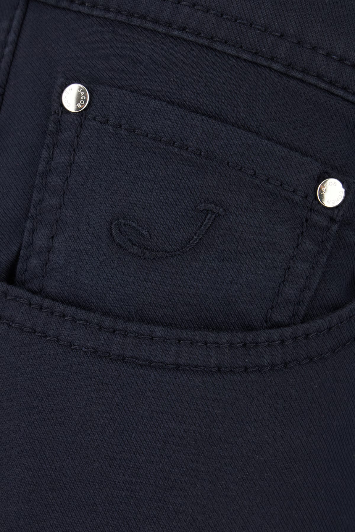 Jacob Cohen Stretch Cotton Blend Pants With Embroidered Detail In Blue