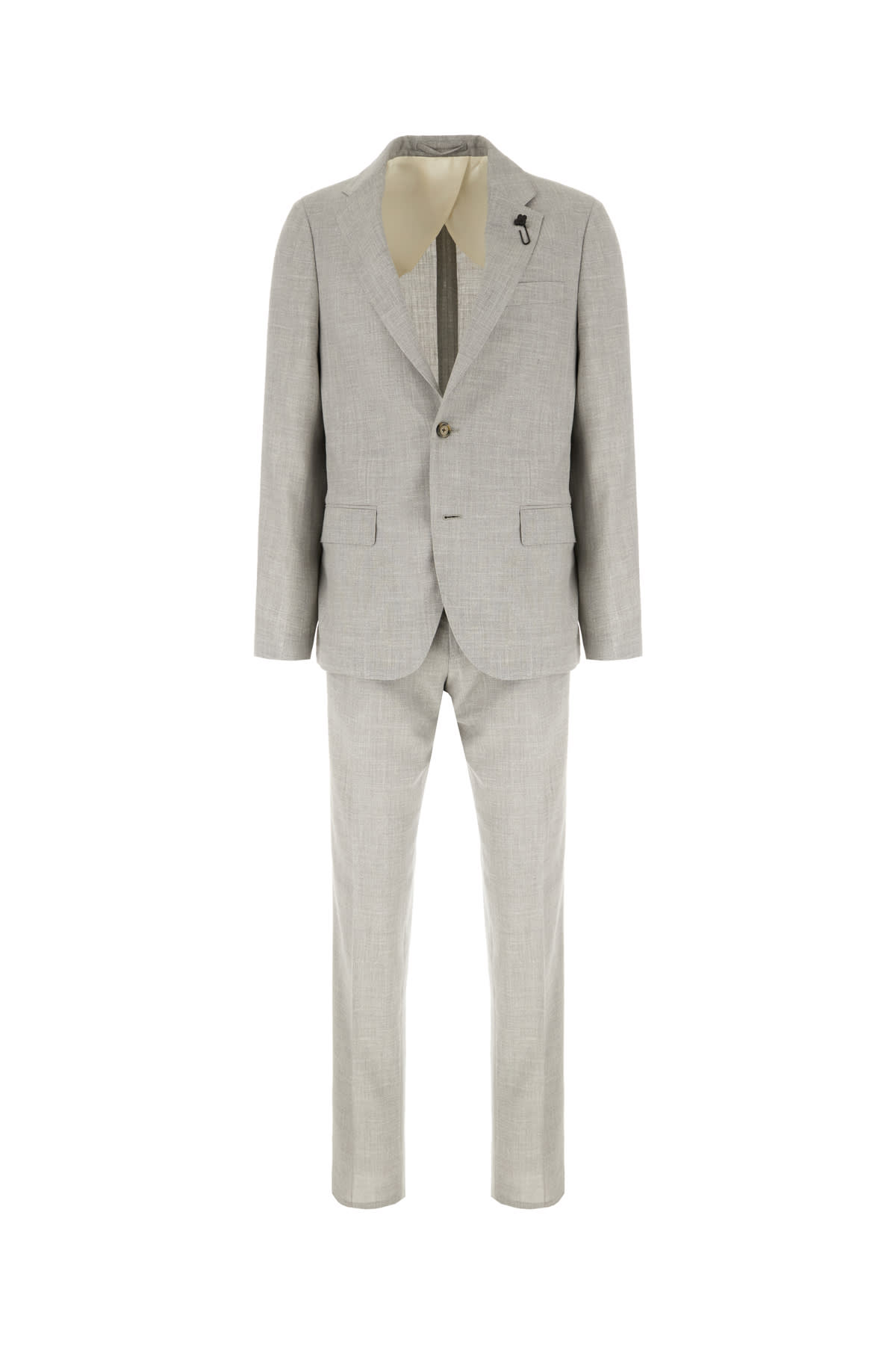 Lardini Melange Grey Wool Blend Suits In Salvia