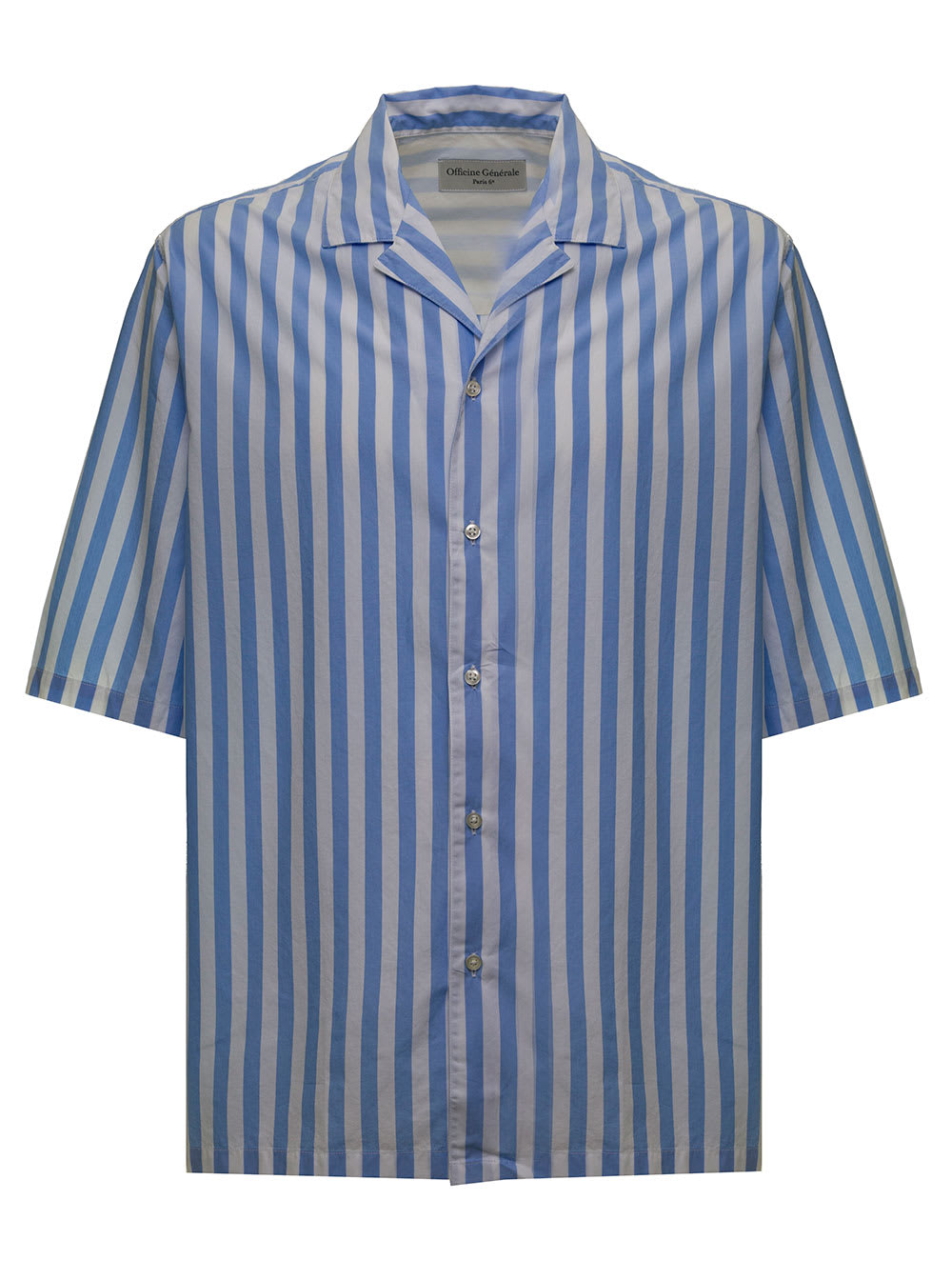Officine Générale Officine Generale Mans Striped Organic Cotton Poplin Shirt