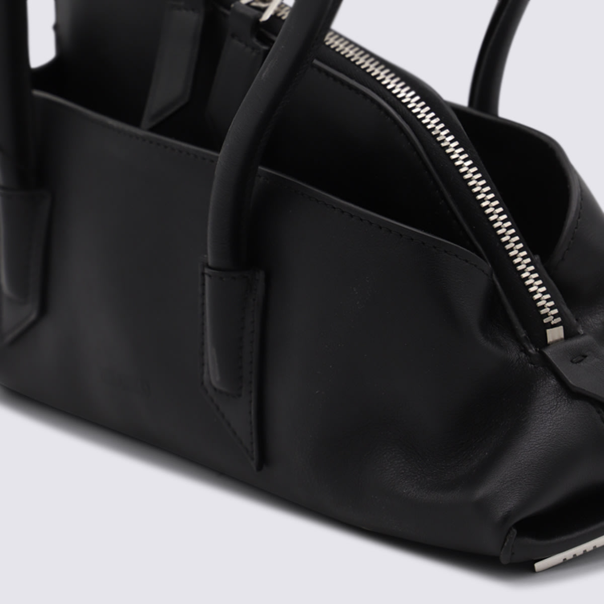 Attico Black Leather La Passeggiata Small Shoulder Bag In Black