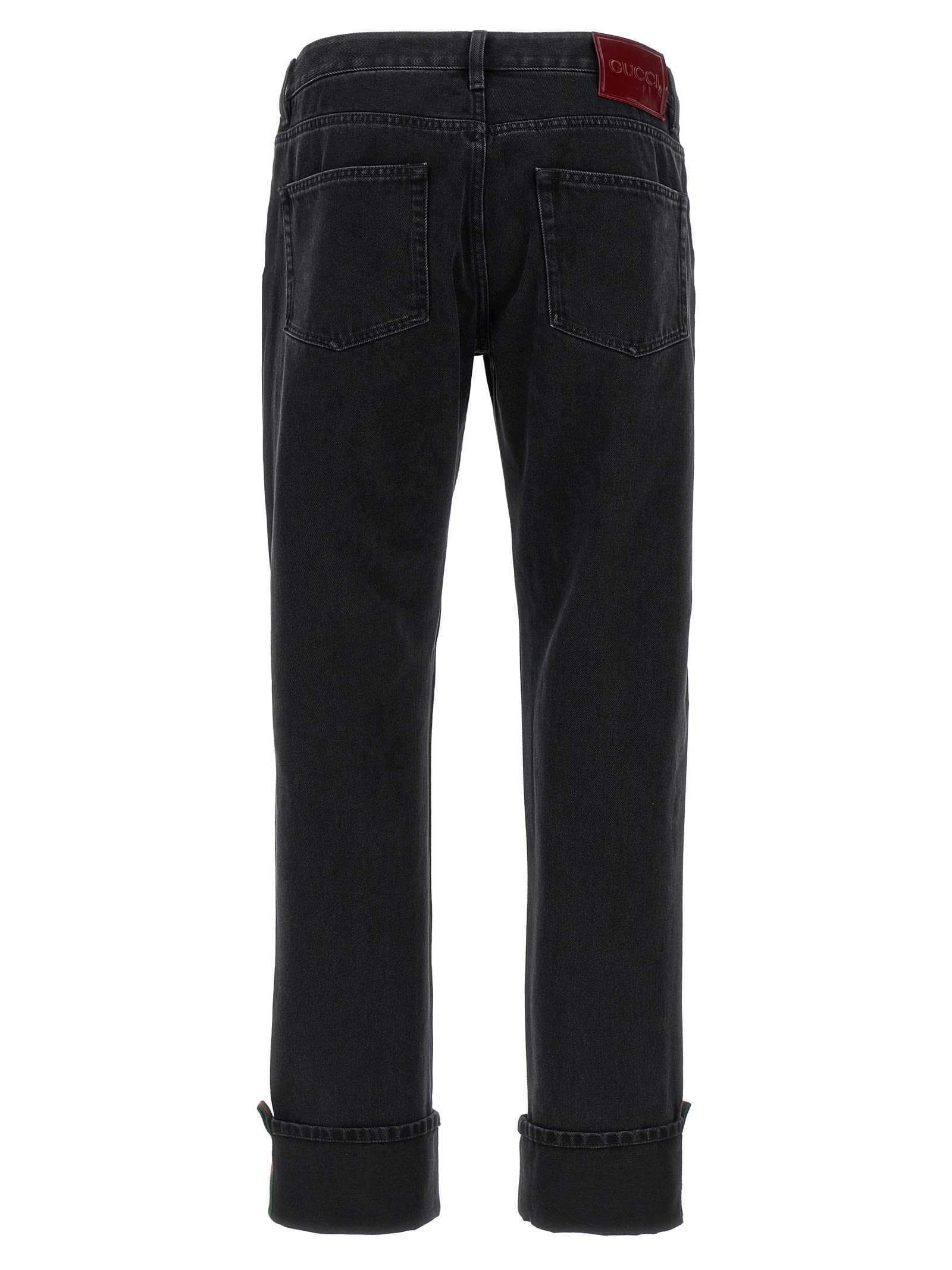 Shop Gucci Web Tape Jeans In Black