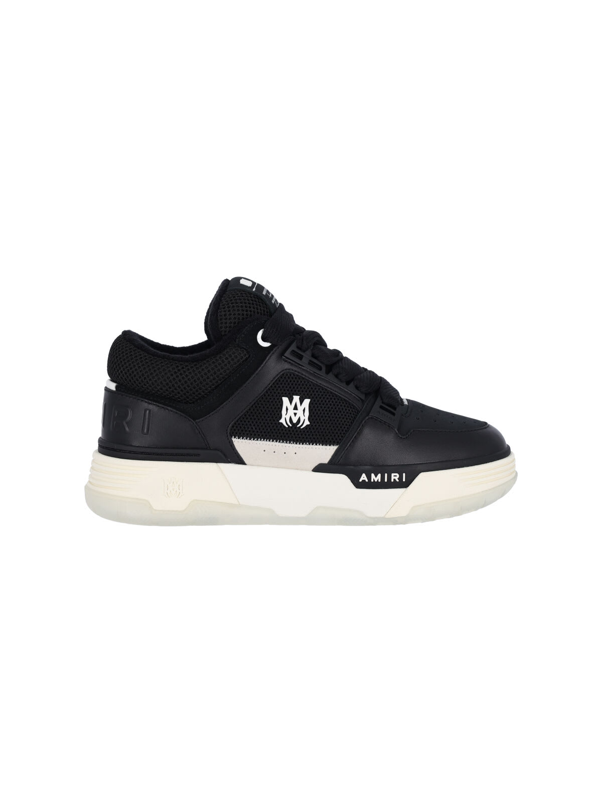 Amiri Black Low Top Sneakers With Logo Patch On The Tongue And Logo Lettering On The Heel In Leather Man In Black