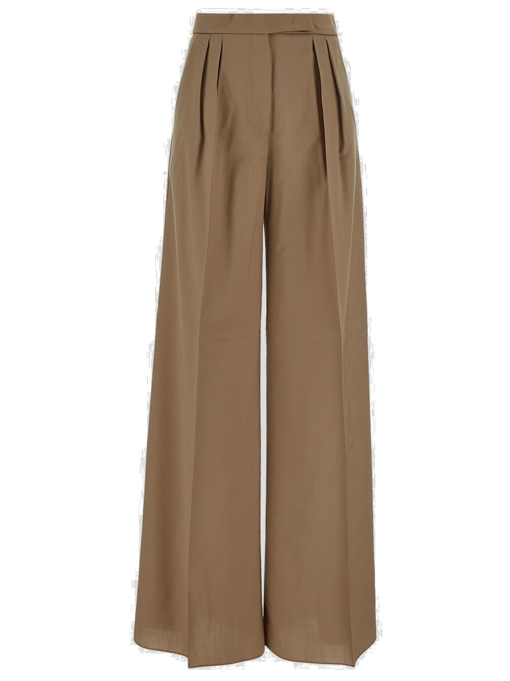 Shop Max Mara Wide-leg Trousers In Beige