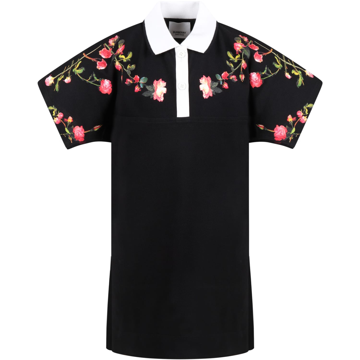 Burberry Black Dress For Girl With Flowers
