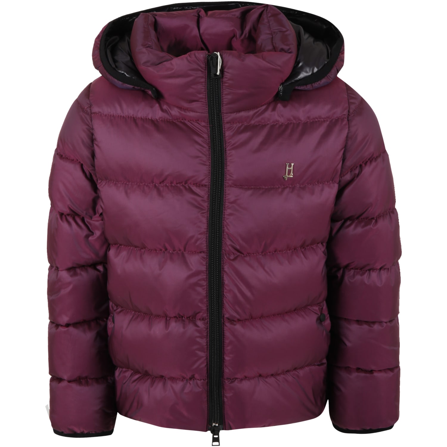 Herno Purple Jacket For Girl With Patch Logo