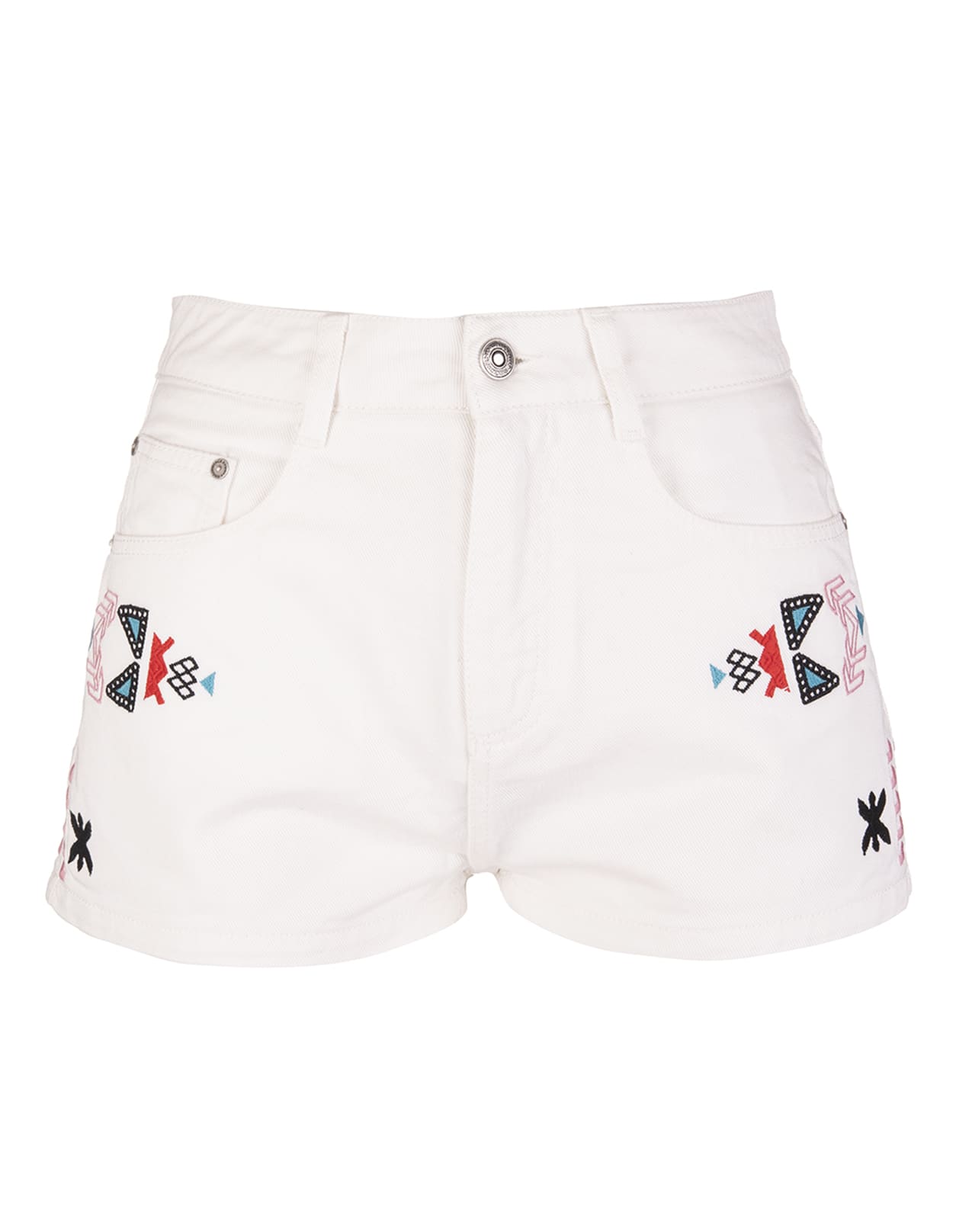 Ermanno Scervino White Shorts With Ethnic Embroidery
