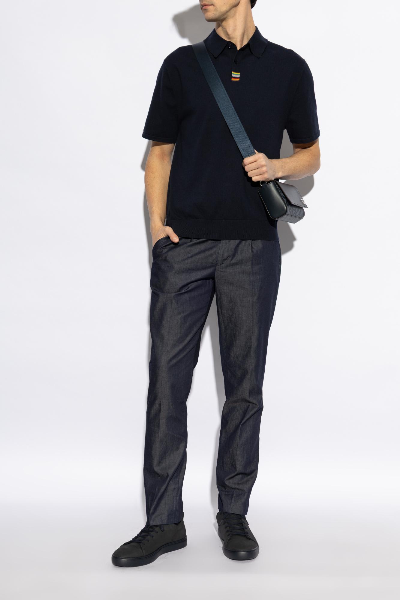 Paul Smith Navy Blue Leather Sneakers