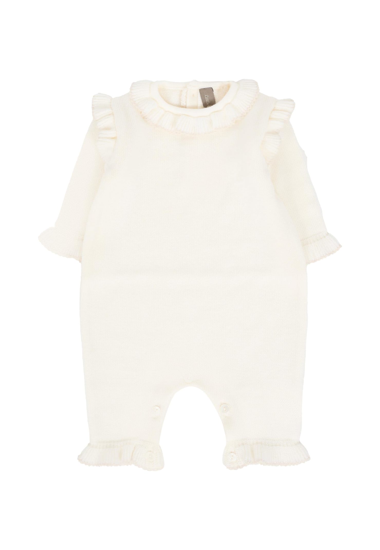 Little Bear Ivory Romper For Baby Girl In Neutral