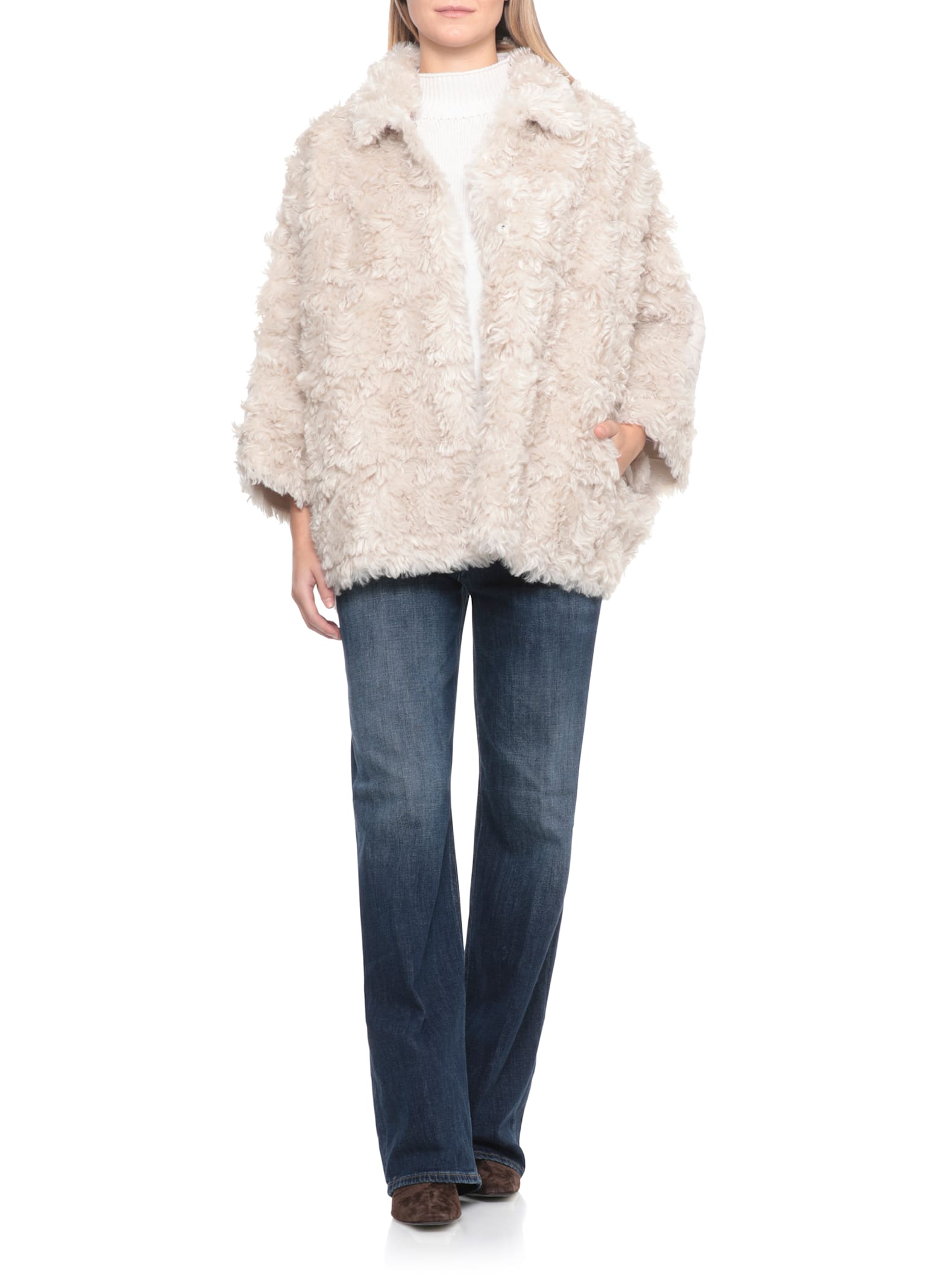 Valentini 1972 Synthetic Fur Coat In Neutral