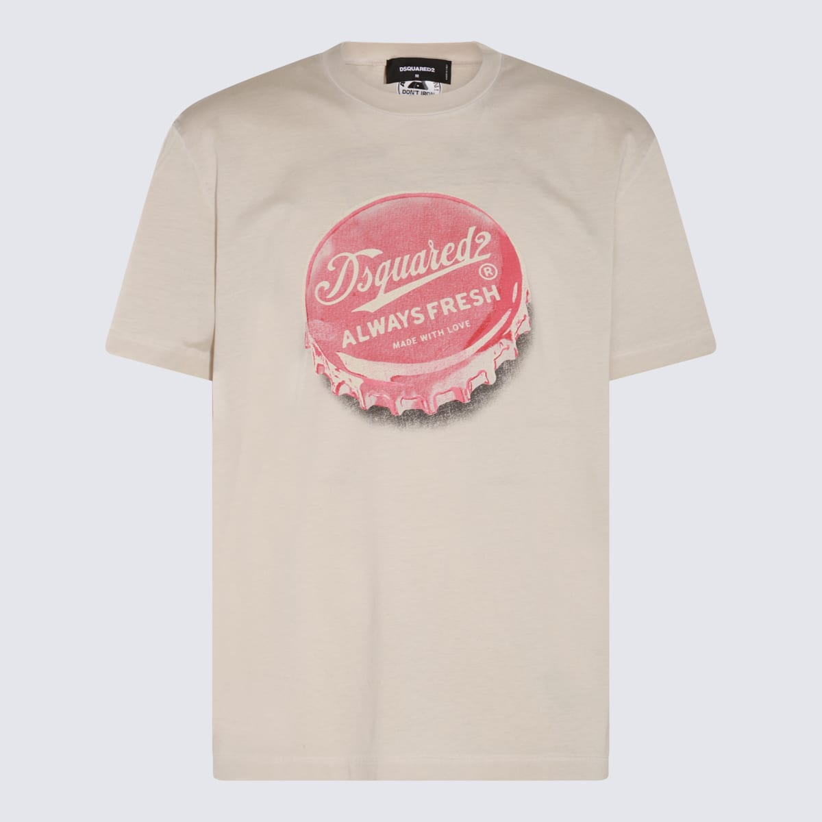 Shop Dsquared2 Beige And Red Cotton T-shirt In Mastic Beige