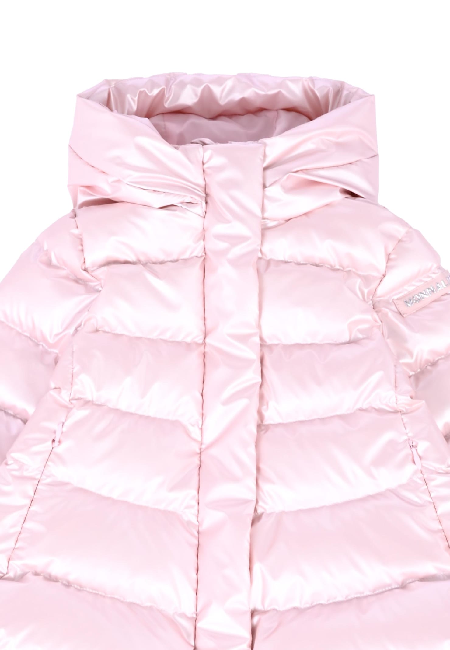 Monnalisa Pink Down Jacket For Baby Girl With Logo In Pink