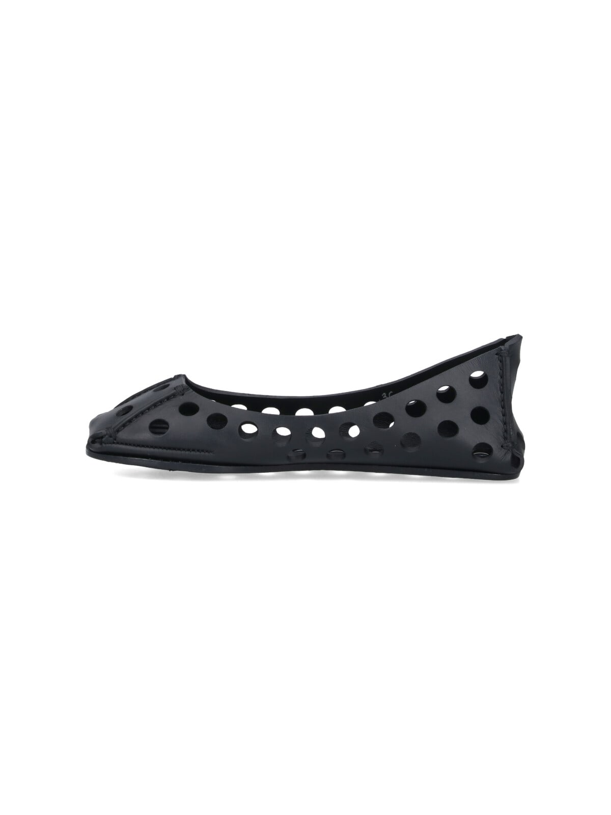 Alaïa Perforated Leather Ballerina Flats With Square Front Detail