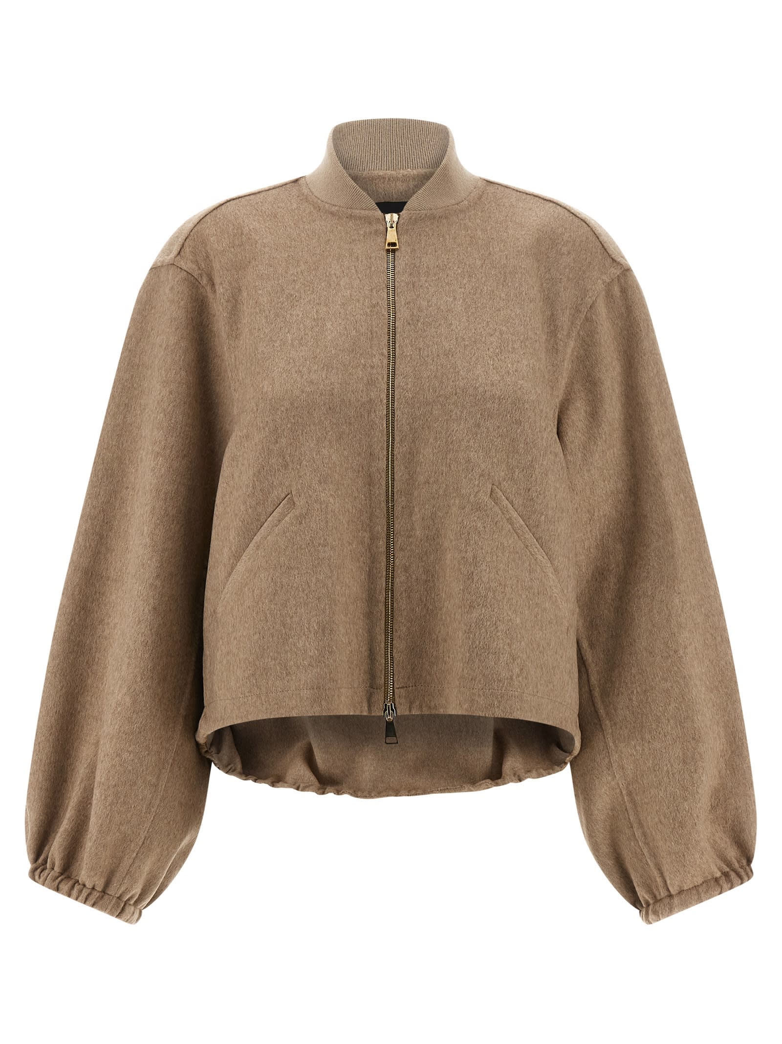 Fabiana Filippi Cashmere Bomber Jacket Puffer Jackets Beige In Multi