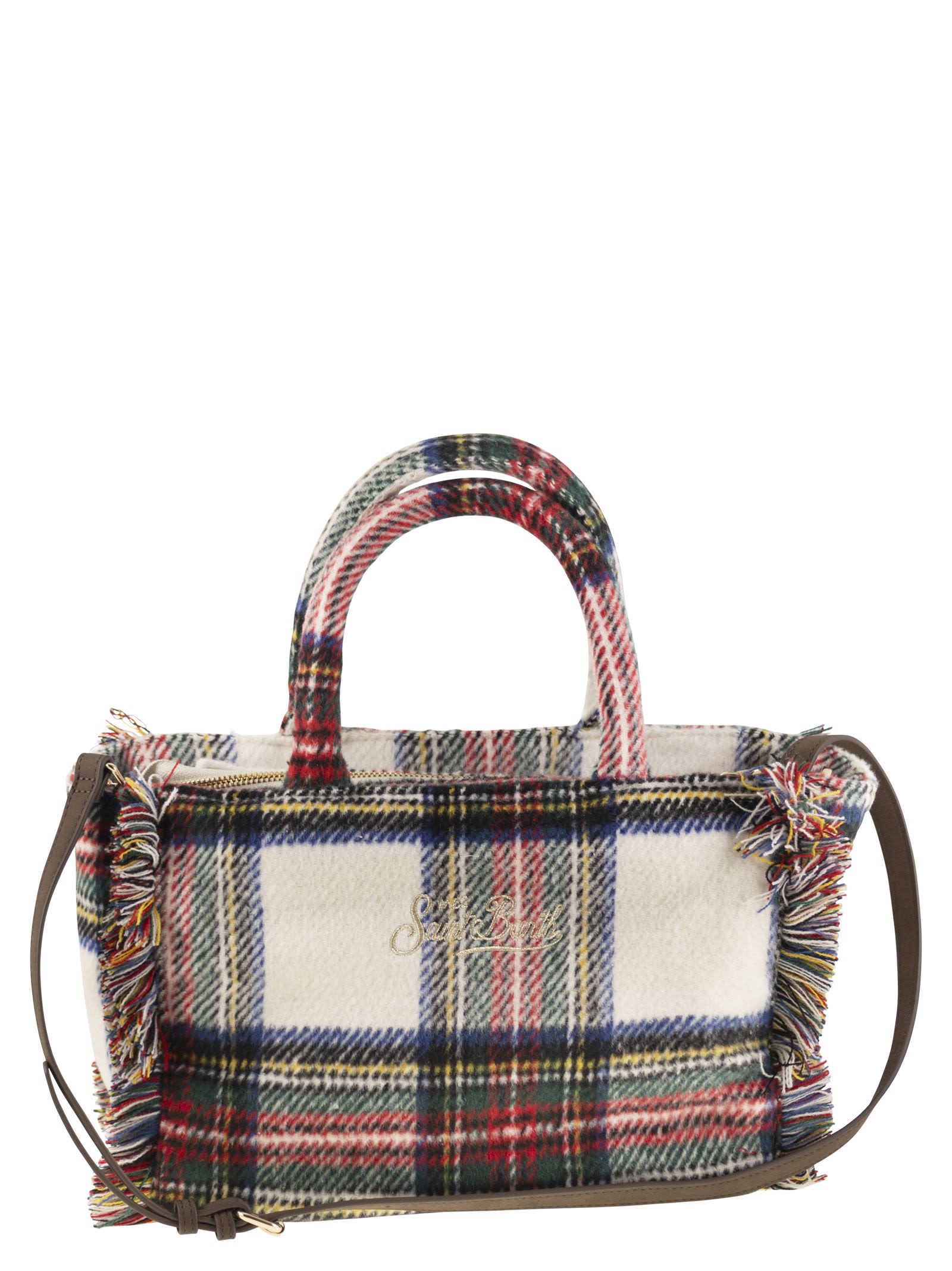 Mc2 Saint Barth Colette - Wool-effect Bag With Logo In White