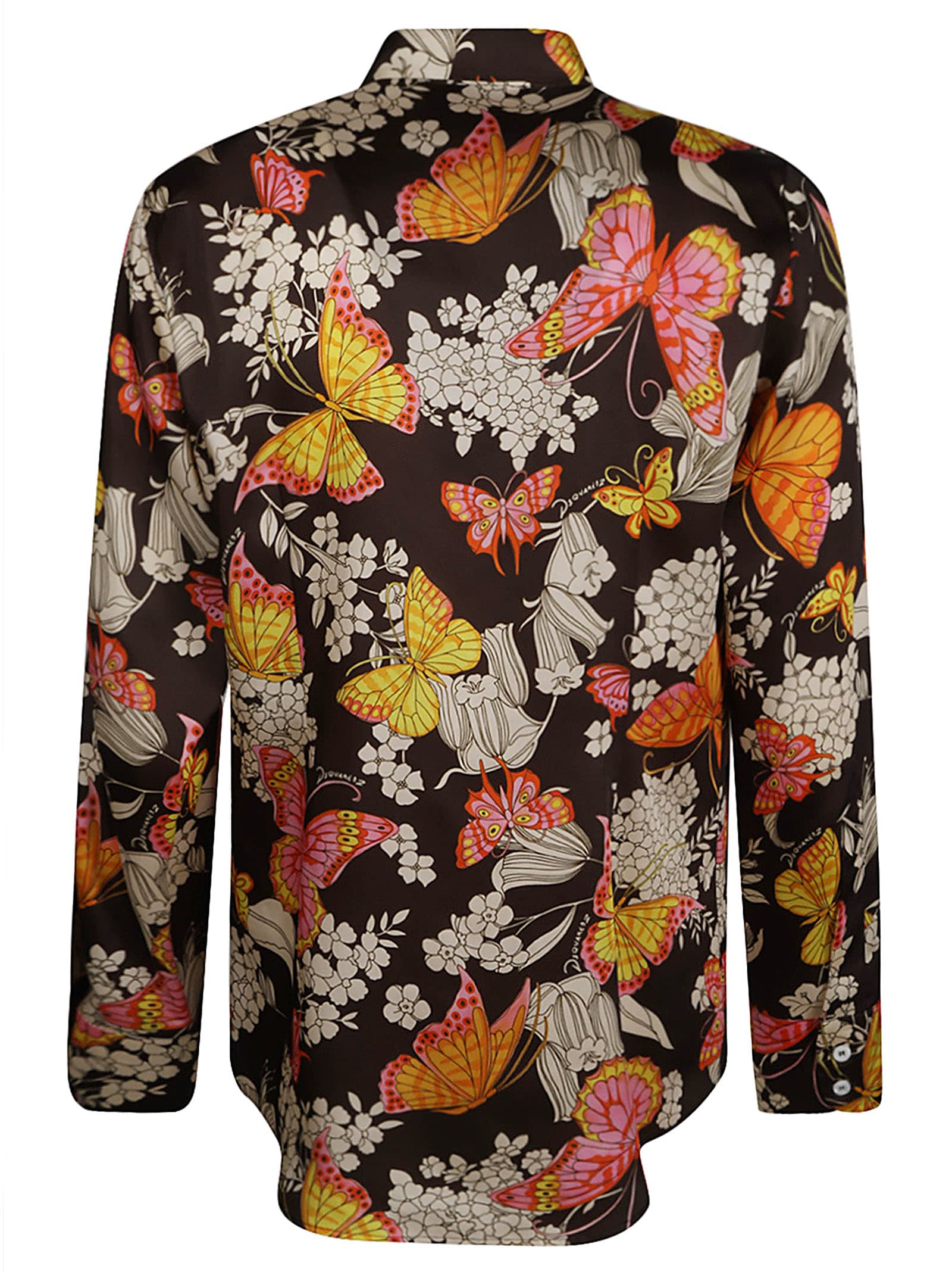 Shop Dsquared2 Butterfly Print Shirt In Marrone