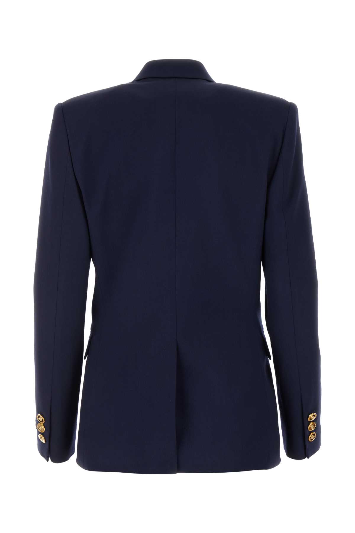 Shop Versace Blue Stretch Wool Blazer In Navyblue