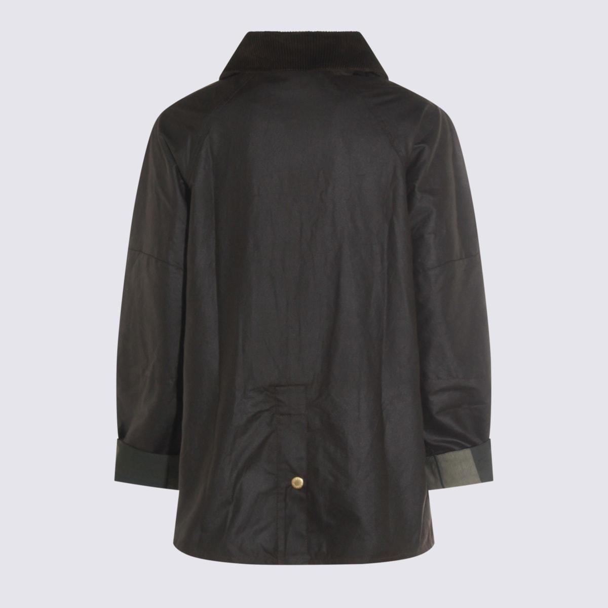 Barbour Black Cotton Allerston Wax Coat In Green