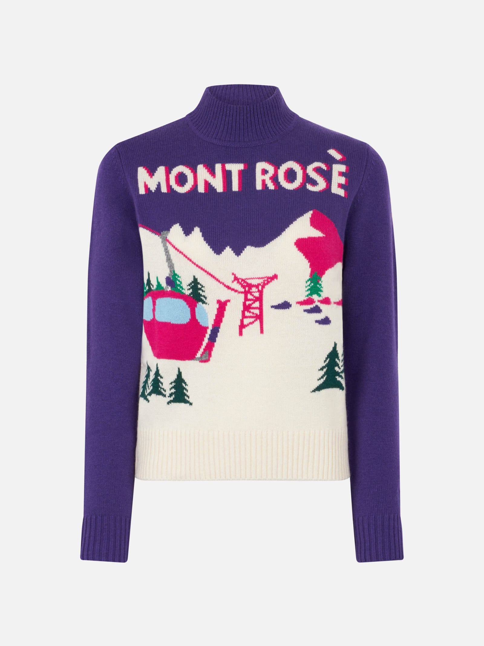 Shop Mc2 Saint Barth Woman Crewneck Sweater With Mont Rosè Postcard Print In Pink