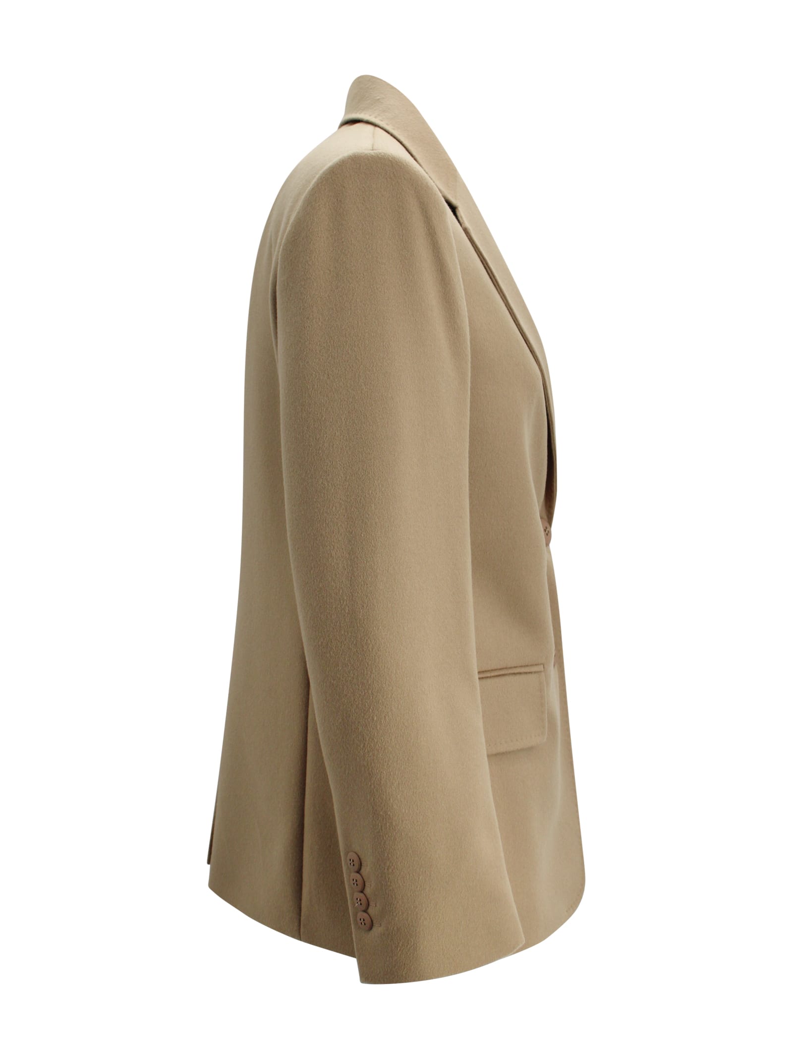 Max Mara Single-breasted Blazer In Wool Drape In Brown
