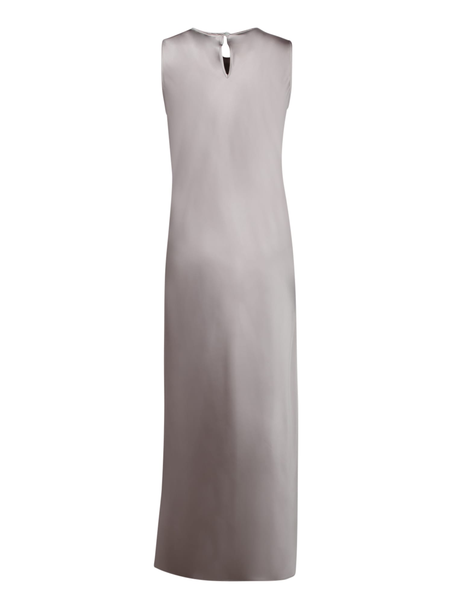 Herno Glossy Satin Midi Dress With Clean-cut Silhouette In Chantilly