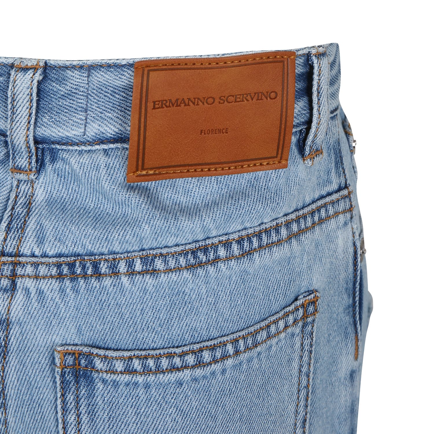 Shop Ermanno Scervino Junior Blue Jeans For Girl With Logo In Denim