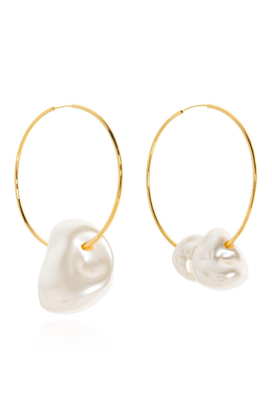 Cult Gaia Juno Hoop Earrings In Gold/white