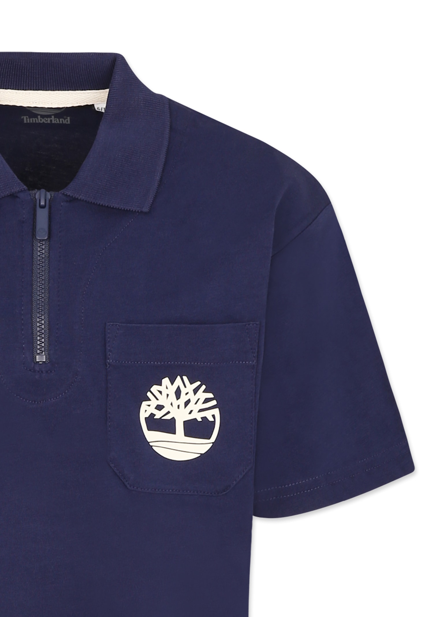 Timberland Blue Polo Shirt For Boy With Tree In Blue