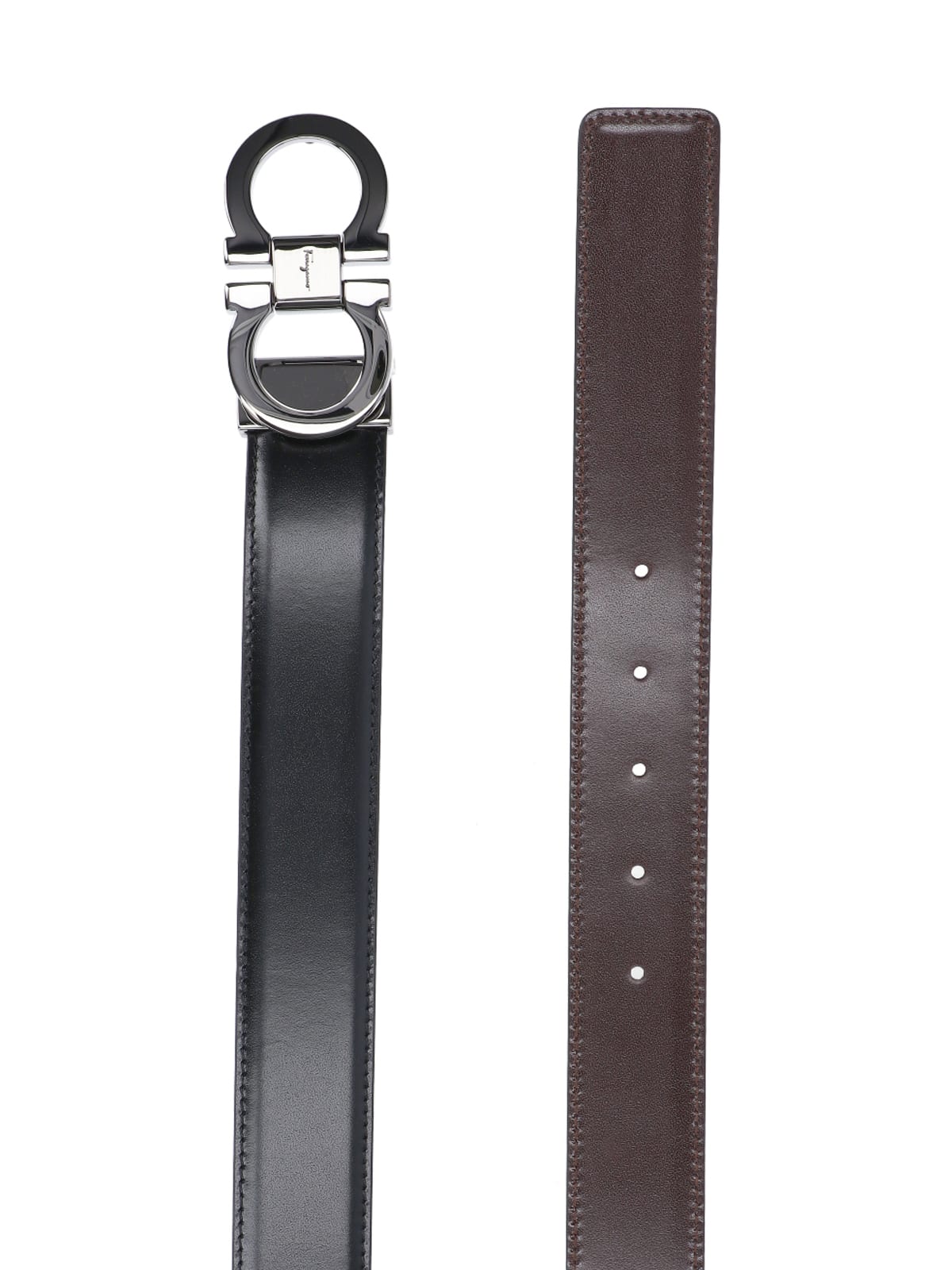 Shop Ferragamo Gancini Adjustable Reversible Belt In Black